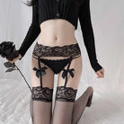 Lace Hollow Out Suspender Stockings Peach Passion