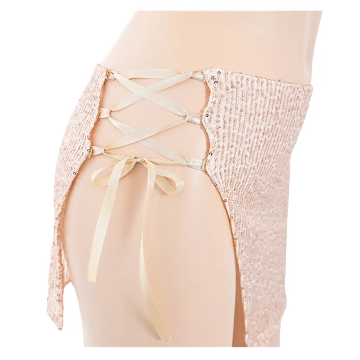 Shiny Sequined Crisscross Separates - Peach Passion