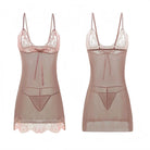 Pure Desire Lace Sheer Chiffon Set Peach Passion