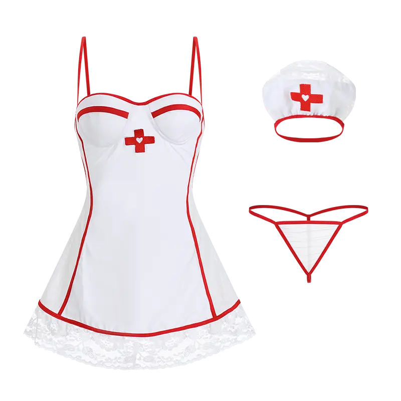 Padded Nurse Uniform Lingerie Costume Peach Passion