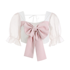 Seductive Mini Pleated Skirt with Butterfly Bow Student Uniform Peach Passion