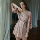 Ice Silk Lace Patchwork Nightgown Peach Passion