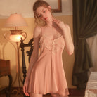 Sweet Embroidered Lace Halter Backless Sleep Dress Peach Passion