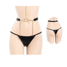 Matte Faux Leather Gold Chain Harness Set Peach Passion