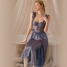 Sensual Mesh Lace Strap Nightgown Peach Passion