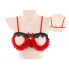 Christmas Furry Open-Cup Crotchless Three-Piece Lingerie Set Peach Passion