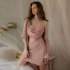 Embroidered Water-Soluble Flower Patchwork Nightgown Set Peach Passion