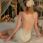 Sexy Backless Split Halter Neck Nightgown Peach Passion