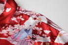 Sensual Deep V Japanese Print Kimono-Inspired Lingerie Peach Passion