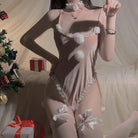 Role-playing Bunny Girl Christmas Costume Seductive Bodysuit with Open Crotch Peach Passion