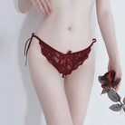 Seductive Sweet Lace Open Crotch Gartered Crotchless Panties Peach Passion