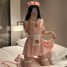 Sweet Nurse Costume with Bow Accents - Pink