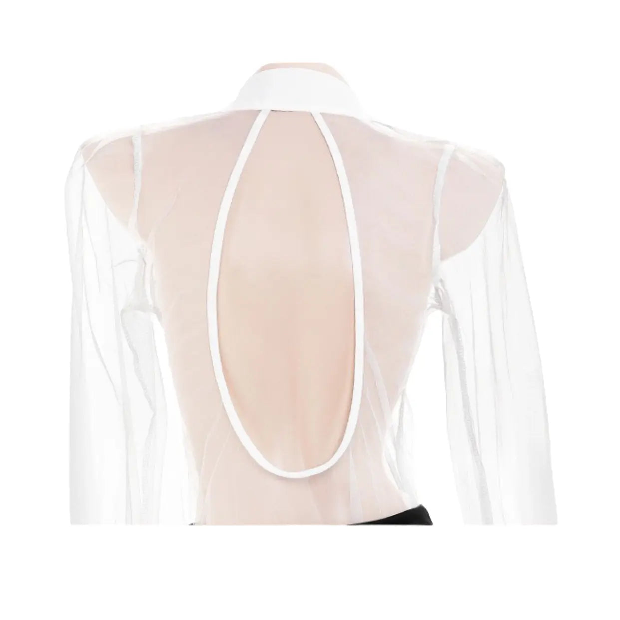 Sheer Secretary Style with Diagonal Scarf Peach Passion