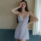 Ice Silk Lace Patchwork Nightgown Peach Passion