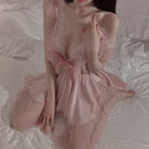 Pearl Strap Sheer Mesh Nightgown Peach Passion