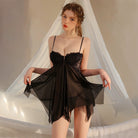 Front-Open Steel Ring Sheer Bust Enhancing Skirt - Peach Passion