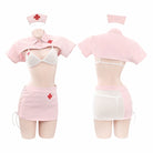 Sexy Side-tie Nurse Split Set - Peach Passion