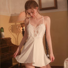 Sweet Embroidered Lace Halter Backless Sleep Dress Peach Passion