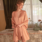 Sweet Embroidered Lace Halter Backless Sleep Dress Peach Passion