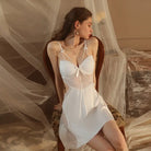 Seductive Lace Sheer Steel Ring Gathered Nightwear Peach Passion