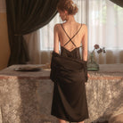 Sweet Embroidered Lace Halter Backless Sleep Dress Peach Passion