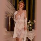 Lace Sheer Deep V-neck Strap Nightgown Peach Passion