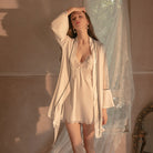 Satin Padded Strap Nightgown with Embroidered Lace Overlay Peach Passion