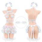 Floral Embroidery Sheer Bust Maid Costume Peach Passion