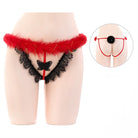 Christmas Furry Open-Cup Crotchless Three-Piece Lingerie Set Peach Passion