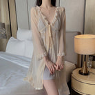 Sheer Lace Bowknot Nightgown Peach Passion