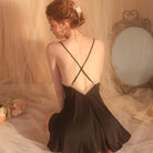 Sweet Embroidered Lace Halter Backless Sleep Dress Peach Passion