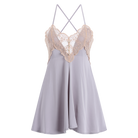 Sweet Embroidered Lace Halter Backless Sleep Dress Peach Passion