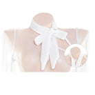 Sheer Secretary Style with Diagonal Scarf Peach Passion