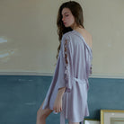 Ice Silk Lace Patchwork Nightgown Peach Passion