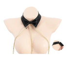 Matte Faux Leather Gold Chain Harness Set Peach Passion