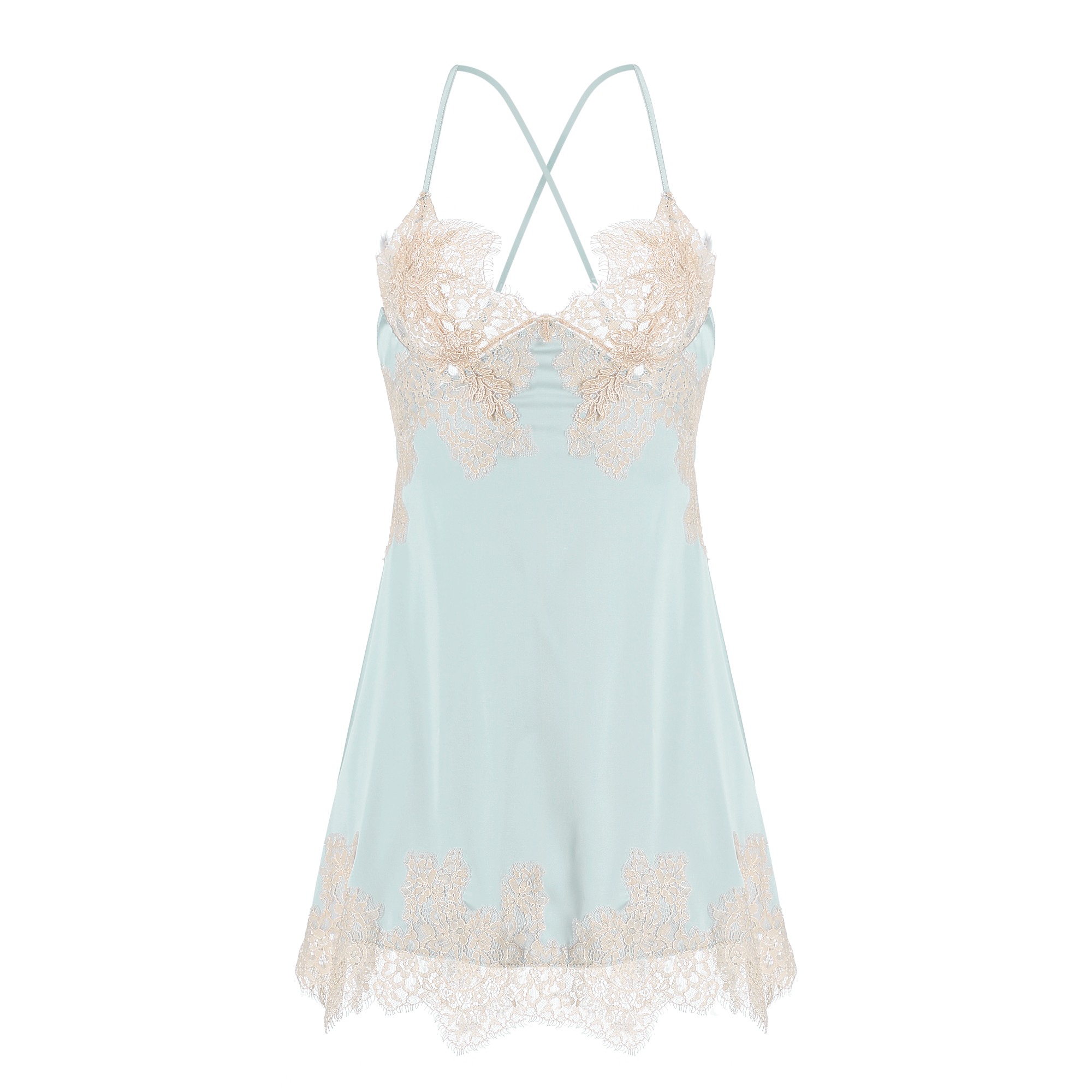 Sexy V-Neck Satin and Lace Camisole Lingerie Peach Passion