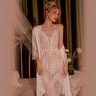 Lace Sheer Deep V-neck Strap Nightgown Peach Passion