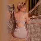 Sensual Mesh Lace Strap Nightgown Peach Passion