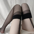 Wave Print Lace Garter Belt Stockings Peach Passion