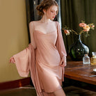 Sexy Deep V-neck Halter Nightgown Peach Passion