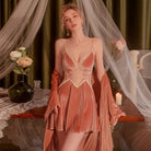 Velvet Lace Sexy Pure Desire Private Room Padded Sleep Dress Peach Passion