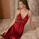 Sensual Deep V Splicing Nightgown Peach Passion