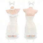 Christmas Pure Desire Winter Plush Side Cut-Out Snow Bunny Lingerie Set Peach Passion