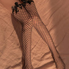 Cute Bow Long Mesh Stockings - Peach Passion