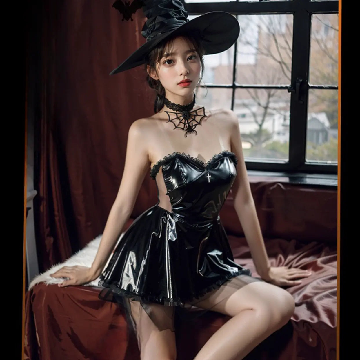 Midnight Patent Leather Little Witch Peach Passion