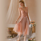 Sensual Mesh Lace Strap Nightgown Peach Passion