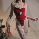 Role-playing Bunny Girl Christmas Costume Seductive Bodysuit with Open Crotch Peach Passion