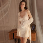 Lace and Mesh Velvet Cami Dress with Plunging V-Neck and Built-in Padding Peach Passion