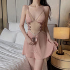 Sheer Lace Bowknot Nightgown Peach Passion