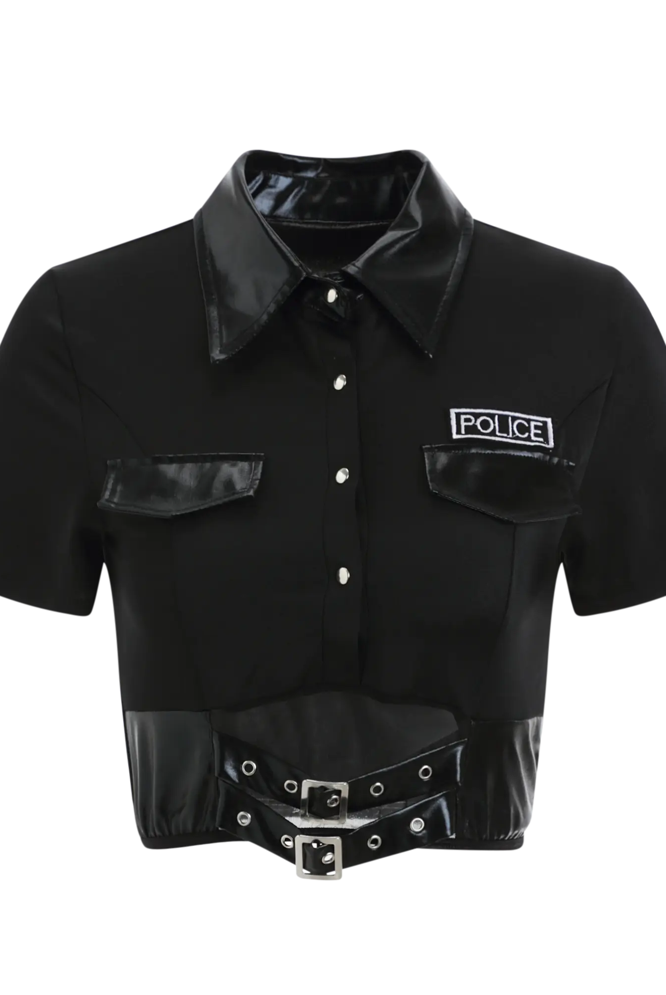 Seductive Deep V Bodycon Mini Skirt Police Uniform Lingerie Set Peach Passion